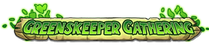 Greenskeeper Gathering text logo and leaves on a parchment background.