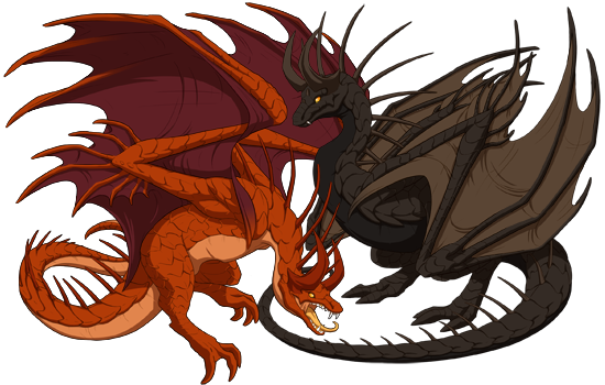 A male and female pair of Banescale dragons.