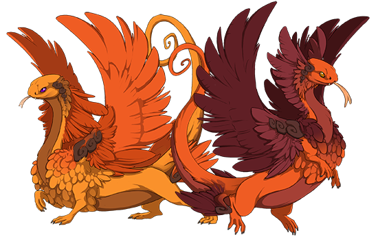 A male and female pair of Coatl dragons.