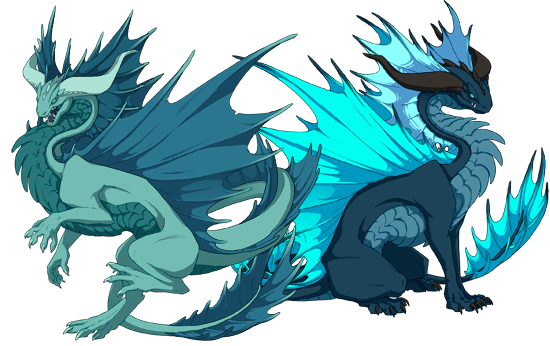 A male and female pair of Sandsurge dragons.