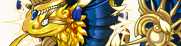 Coliseum banner showing a regal golden Coatl with an azure crest and wings.